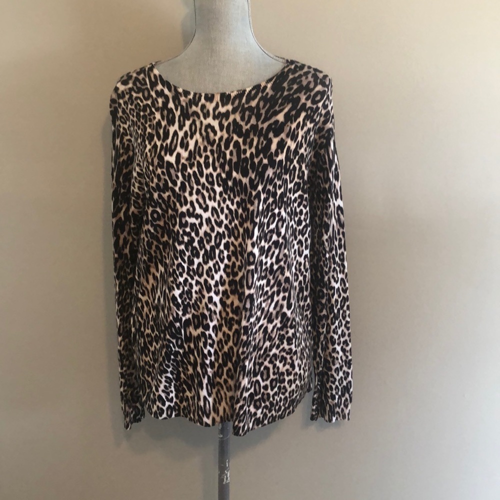 Cable & Gauge Animal Print Zip Back Sweater Size XL - Picture 2 of 9